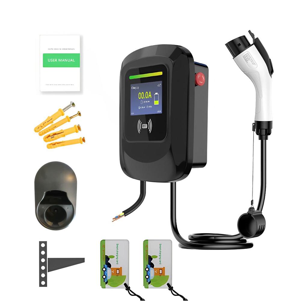 Зарядное устройство для электромобиля 7 кВт/7,6 кВт 5 м регулируемая зарядная станция для электромобиля настенная зарядная станция для электромобиля поддержка приложения RFIC карта
