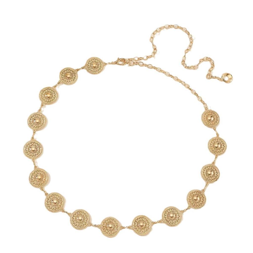 Trendy Y2K Metal Waist Chain: European & American Niche Bohemian Round Plate Jewelry Belt for Women