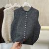 2025 Autumn Women Sleeveless Vest Sweaters Knitting Colorful Buttons Casual Style Loose Sweater