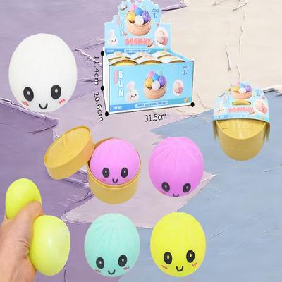 Мягкая игрушка-баоцзы S с коробкой-пароваркой, антистрессовая отскакивающая игрушка, сенсорный мяч для снятия стресса для взрослых