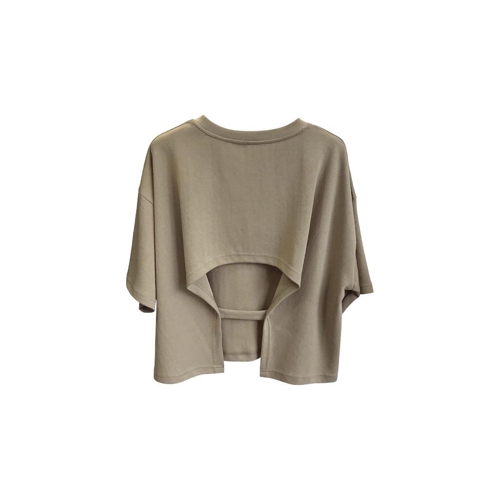 Backless Round Neck Short-Sleeve T-Shirt for Women - Trendy Sweet & Spicy Korean Style Summer 2025