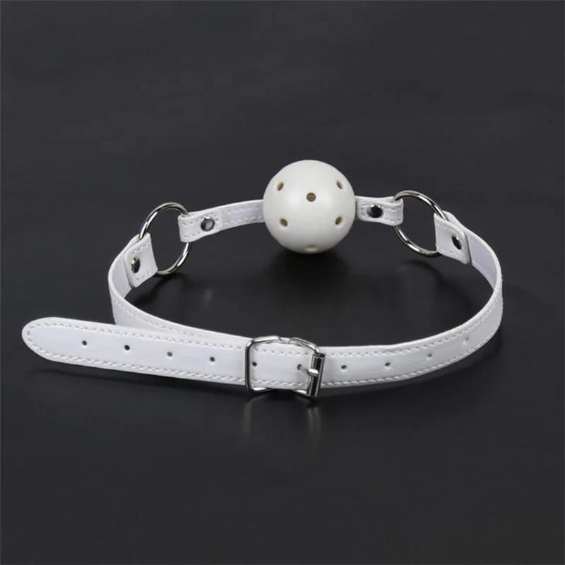45mm White PU Leather Breathable Ball Gag Mouth Restraint  Erotic Sexy Cosplay Flirting Sex Toys For Couples Adult Games