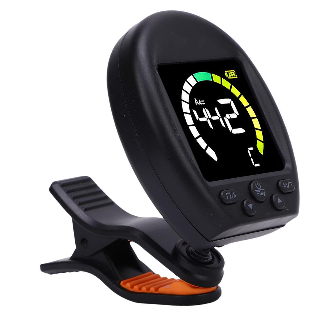 Digital Metronome Tuner Multifunctional Accurate Rotating Clamp Design High Sensitivity Guitar Tuner and Metronome Black