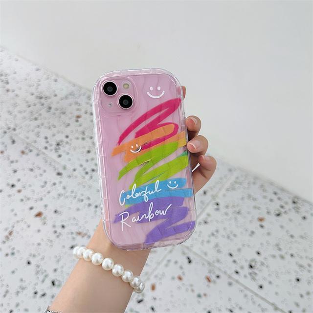 Роскошный чехол Moskado для телефона с радужным граффити и улыбкой для Iphone 14 Plus 13 12 14 11 Pro Max, мягкий чехол из ТПУ с прозрачным волнистым узором