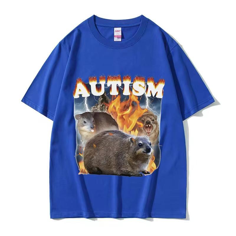 Funny Autism Hyrax Meme T Shirt Men Fashion O-Neck High Quality Fashion T-shirts Unisex Retro Oversized Cotton T-shirt