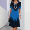Плюс Размер Женское Платье Летнее Платье С Коротким Рукавом и Принтом 3D Пэчворк Элегантное Свободное Повседневное Платье А-силуэта Женский Сарафан Большого Размера
