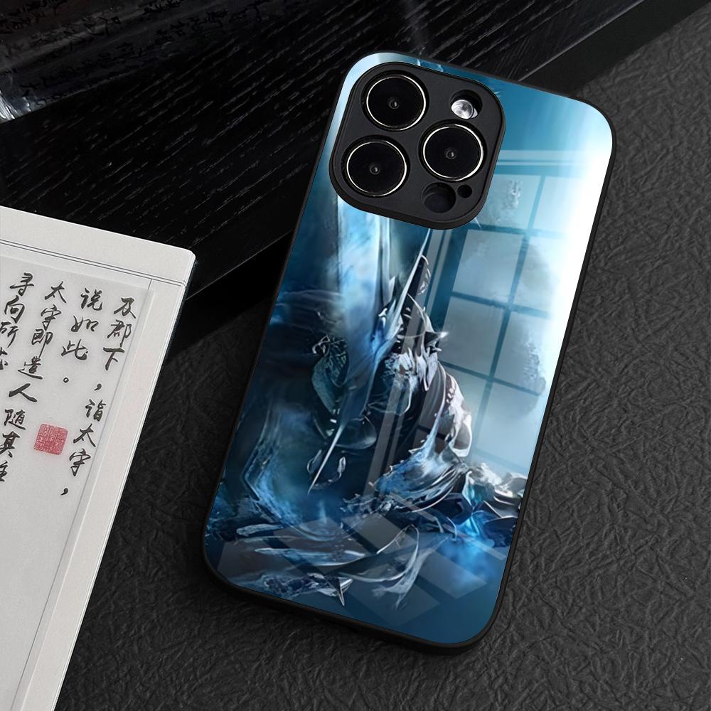 Чехол для телефона World of Warcraft Лич Кинг для iPhone 15 Pro Max 14 Plus 12 Mini 11 13 14 Pro Max Magsafe Беспроводная зарядка Стеклянный чехол
