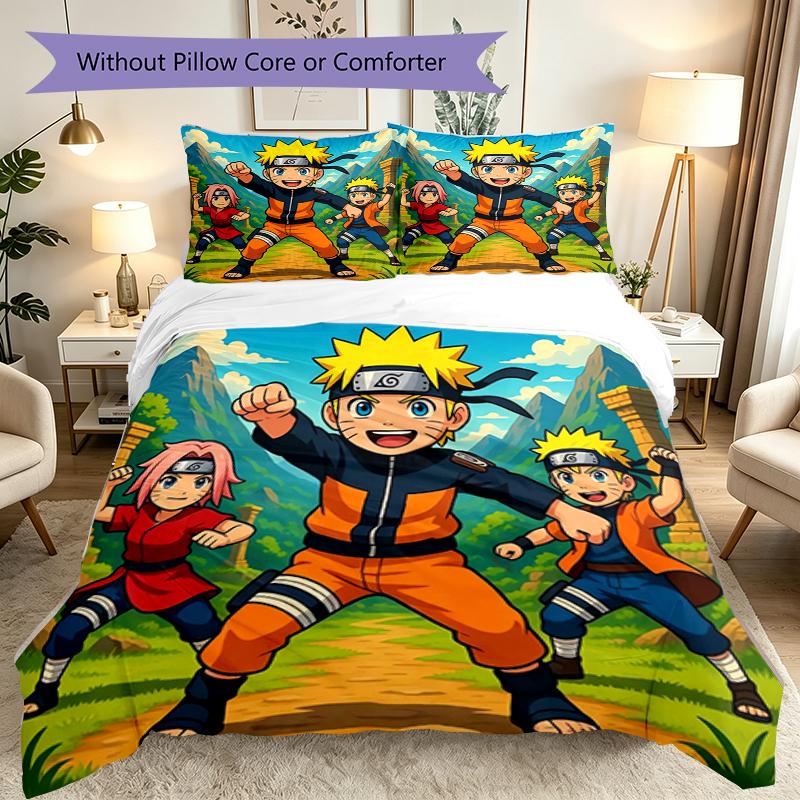 Game Role N-Narutos Duvet Cover Set - 3pcs Polyester Bedding Set with Digital Print, 1 Comforter Cover & 2 Pillow Shams