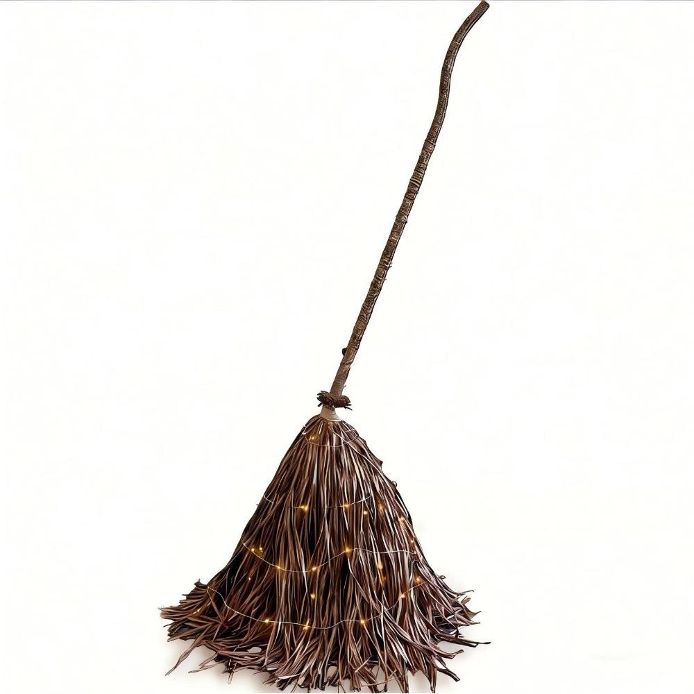 Electric Rotating Floating Broomstick with Glowing Haunted Dancing Broom Porch Home Use