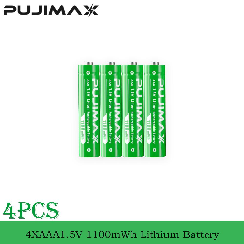 PUJIMAX Rechargeable Li-ion Battery 1.5V AA 4255mWh AAA 1100mWh+Charger for Clock Radio Video Game Digital Camera AA AAA Battery