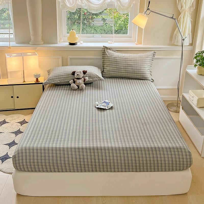 Простыня на резинке в клетку с резинкой, нескользящая, регулируемая, мягкая, удобная для односпальной, двуспальной, двуспальной кровати размера «king-size»