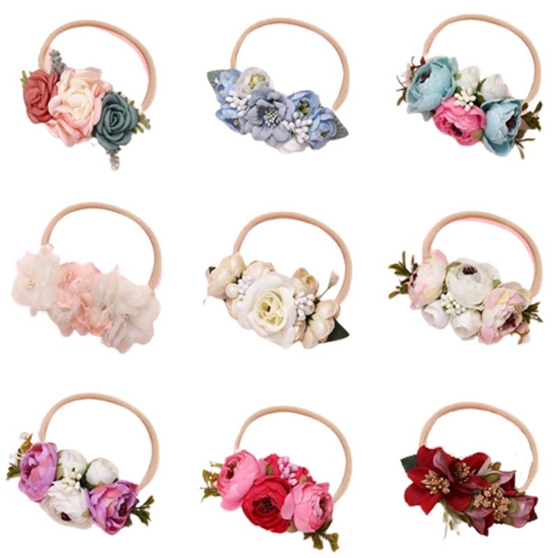 Принцесса для малышей, модная эластичная повязка на голову с цветком, повязки для волос для новорожденных мальчиков и девочек, детские жемчужные свежие стильные милые головные уборы, подарки