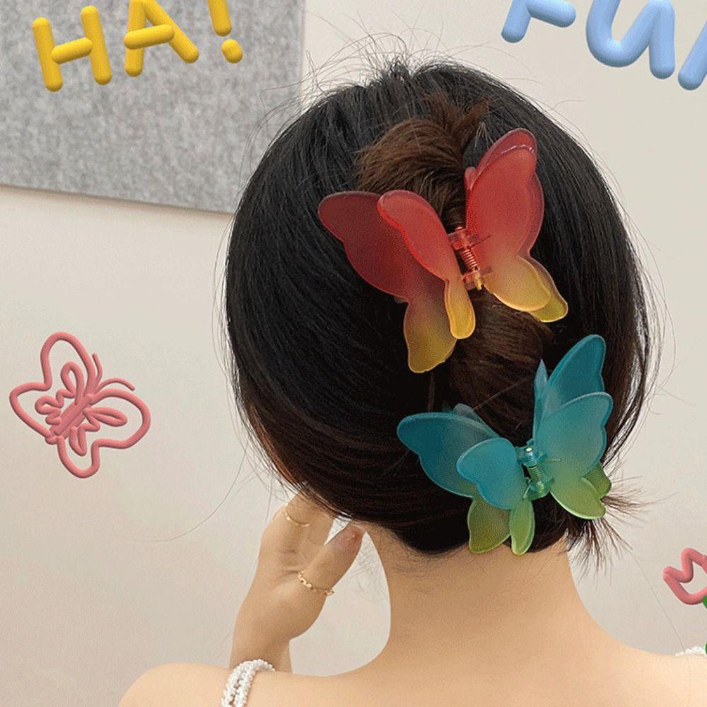 Colorful Butterfly Hair Claw Clip Matte Hairpin New Hair Clip Women