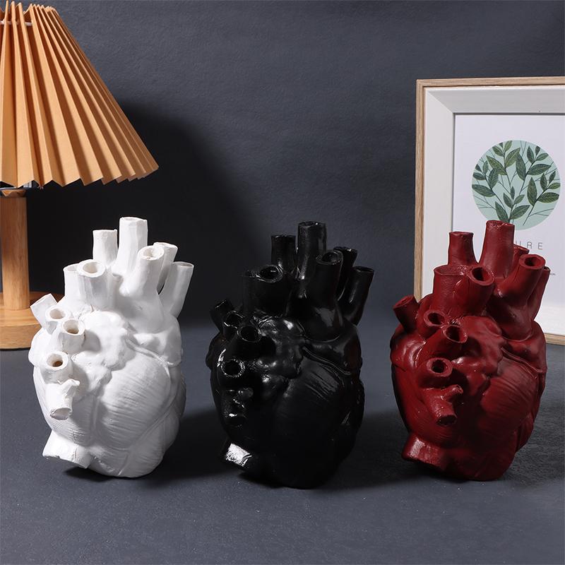 Ваза в виде сердца, сухой горшок, художественная ваза, статуя человека, ваза-контейнер, имитация анатомии, ваза в форме сердца, декоративная подарочная ваза, эстетический декор комнаты