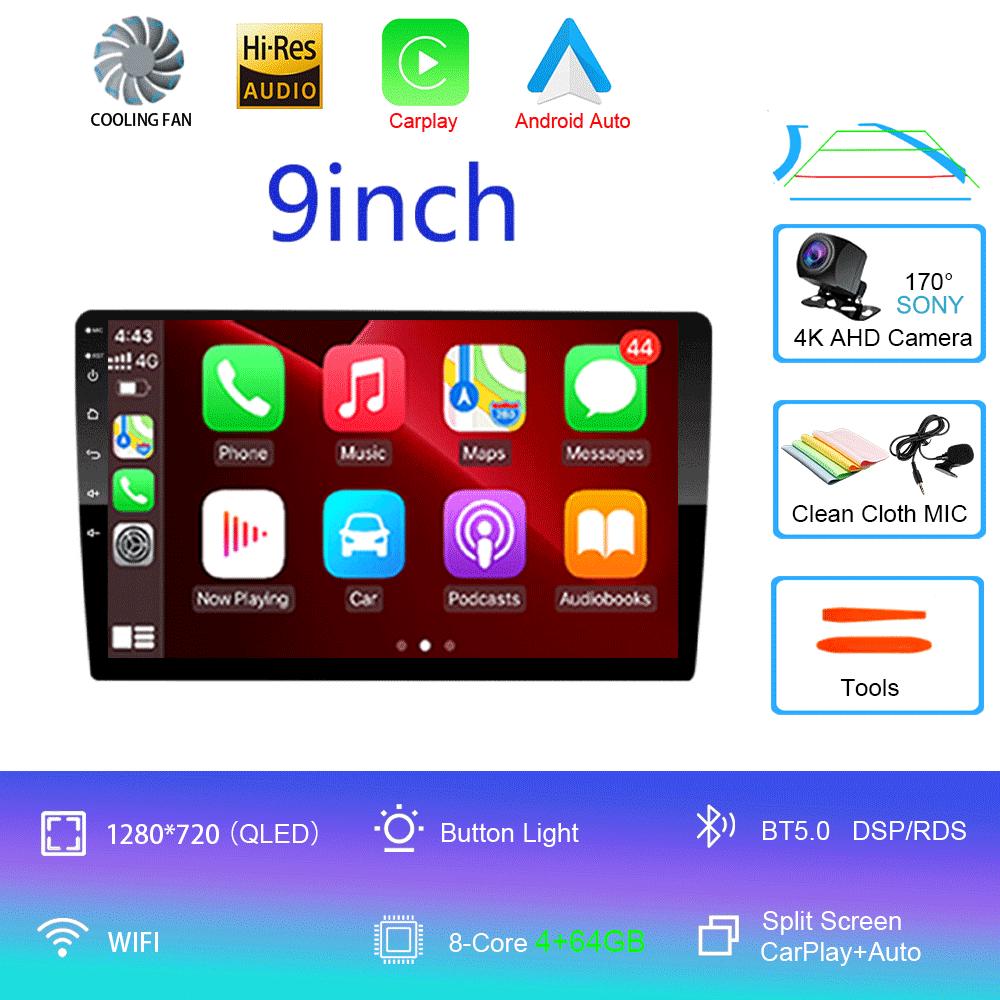 Android 14 2din Car Radio Multimedia Player 9 Inch Carplay For Toyota Volkswagen Hyundai Kia Renault Nissan Honda Lad WIFI+4G