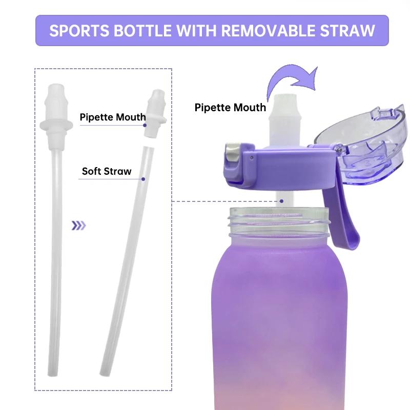 1PC 1000ML Flavor Water Bottle With Straw With 9 PCS Flavor Pods Gradient Water Bottle For Outdoor Activities Sports Waterbottle