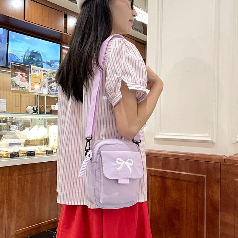 Большая вместительная сумка через плечо в корейском стиле, холщовая сумка на одно плечо с принтом банта для девочек