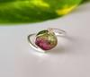 Green Pink Watermelon Tourmaline Gemstone 925 Sterling Silver Sz 4.5 US, Gift