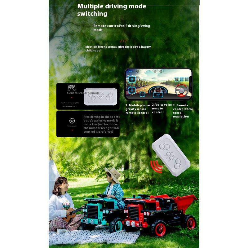 Детская электрическая четырехколесная игрушечная коляска для бездорожья с дистанционным управлением, двойным приводом и музыкальной светодиодной подсветкой Bluetooth