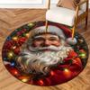 1 шт. Рождественский узор Санты, круглый коврик для дома, нескользящий моющийся ковер из волокна, мягкий удобный коврик для спальни, гостиной
