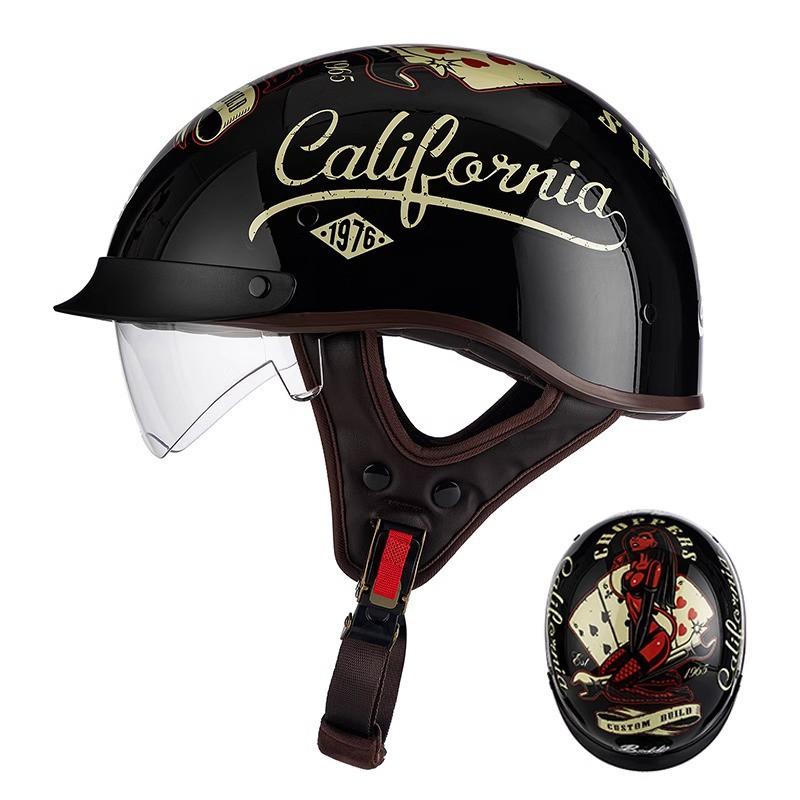 Vintage Harley Style Half Face Helmet 3C Certified Men Women Commuter Motorcycle
