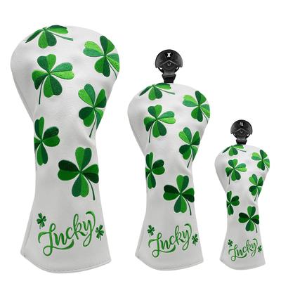 Чехол для головки клюшки для гольфа Lucky Clover, спецификация, набор чехлов для гольфа из дерева, чехол для драйвера гольфа, чехол для гибридной головки Fairway, чехол для паттера, штифтовый тип, сделано Aliennana