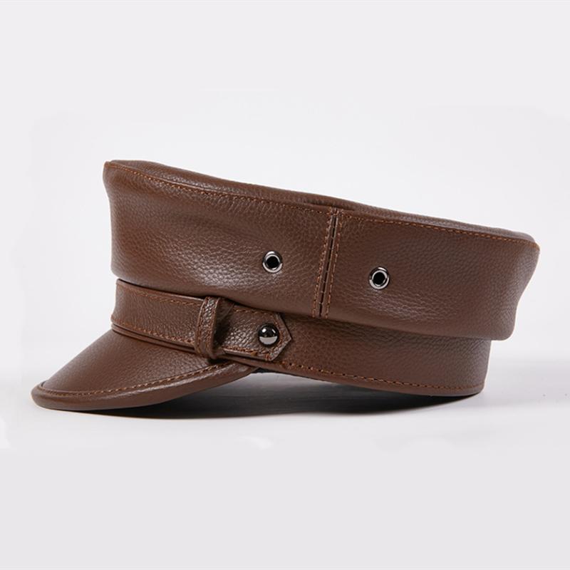 EFei зимняя мужская шляпа из натуральной кожи, мужская кепка в стиле ретро с плоским верхом, локомотив, военные кепки