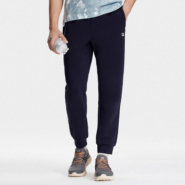Fila Серия Фитнес Однотонные Зауженные Трикотажные Спортивные Штаны с Средней Посадкой Мужские Брюки Королевский Синий A11M341602FNV