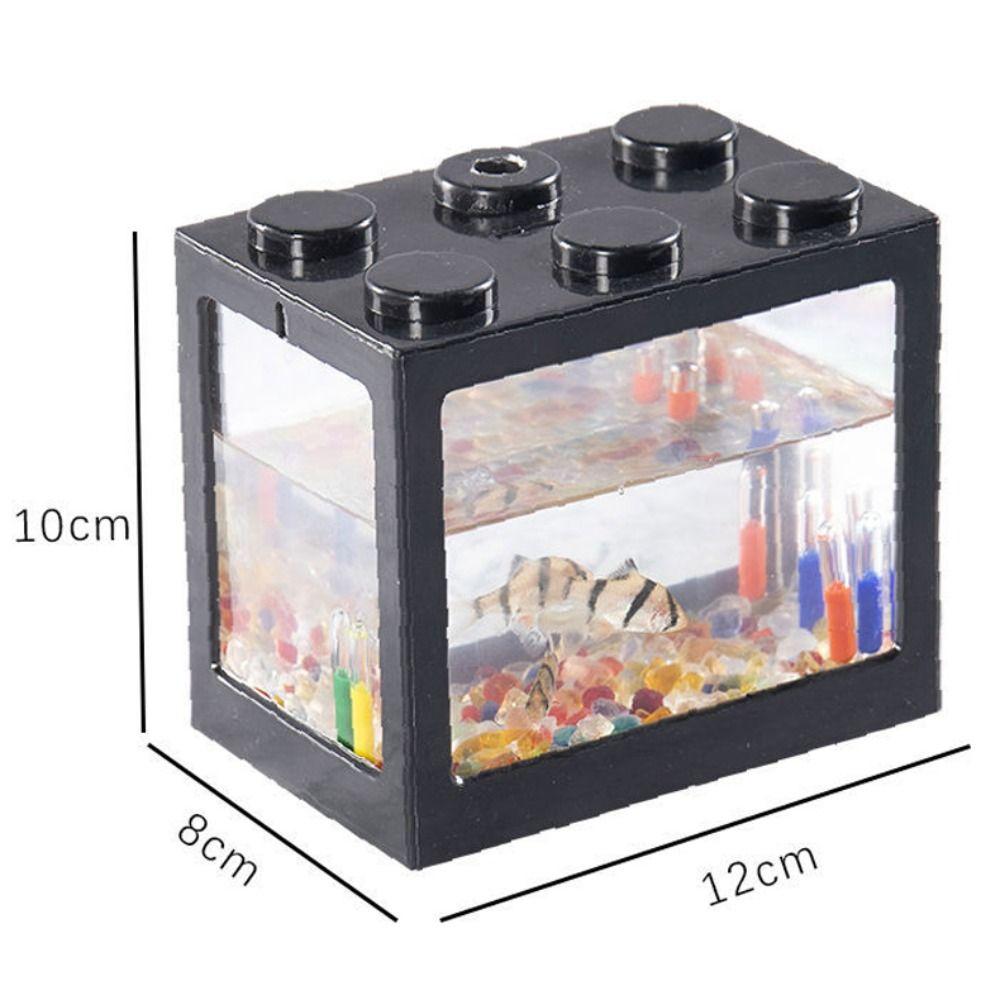LED Lamp Betta Fish Tank Plastic Breeding Box Creative Building Block Aquarium Desktop Ornament