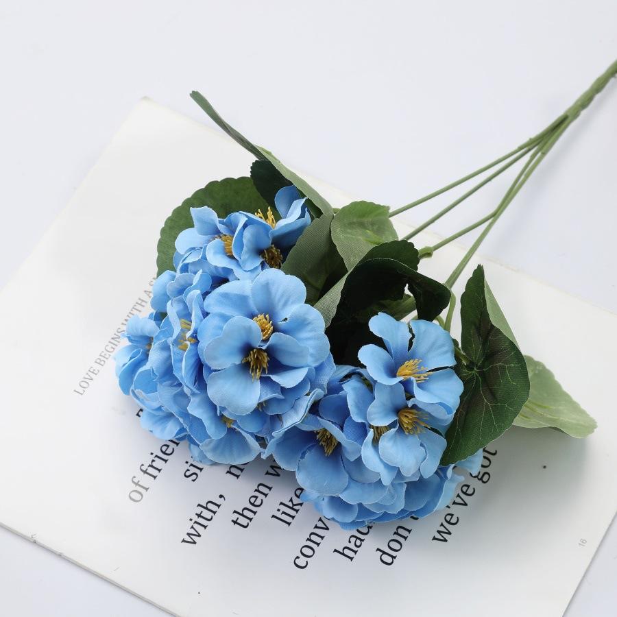 10Pcs Artificial Begonia Flowers Silk Hydrangea Bouquet Fake Floral Bush For Wedding Home Garden Decoration
