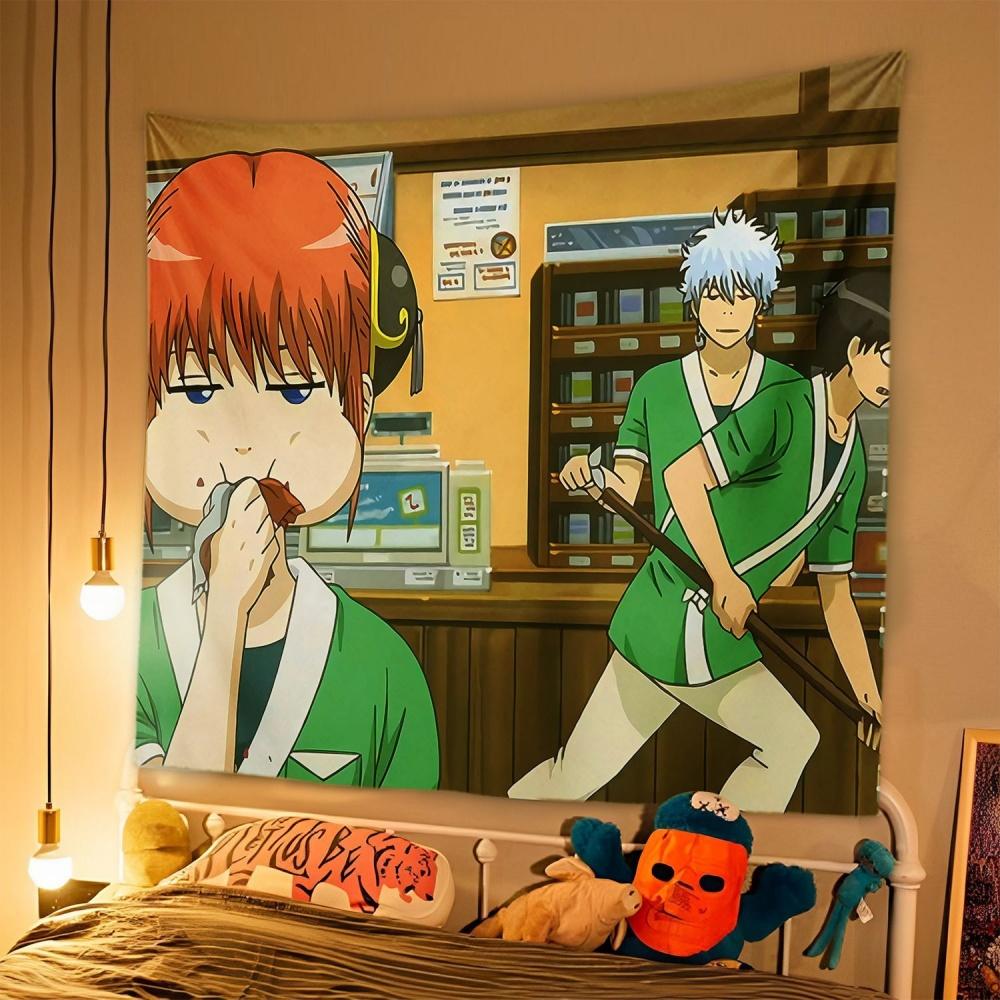 1pc Japanese Anime Tapestry GINTAMA Background Cloth Student Dormitory Bedside Bedroom Decoration Hanging Rental House  Tapestry