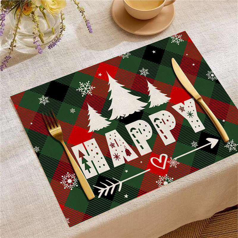 New Year Christmas Table Mat Print: Simple Home Tablecloth Placemat and Decoration