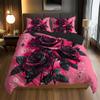 Rose Bedding Set 3D Printed Duvet Cover Set Skin-Friendly Single Double Size Bedroom Decor Duvet Cover Set Happy Halloween Gifts