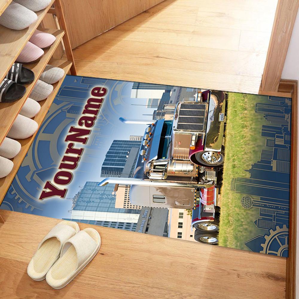 Peterbilt Heavy Trucks Customized Name Carpet Suitable for Dormitory Playrooms Entryway Dining Room Antislip Carpet Anime Office Decor Spiritual Gift