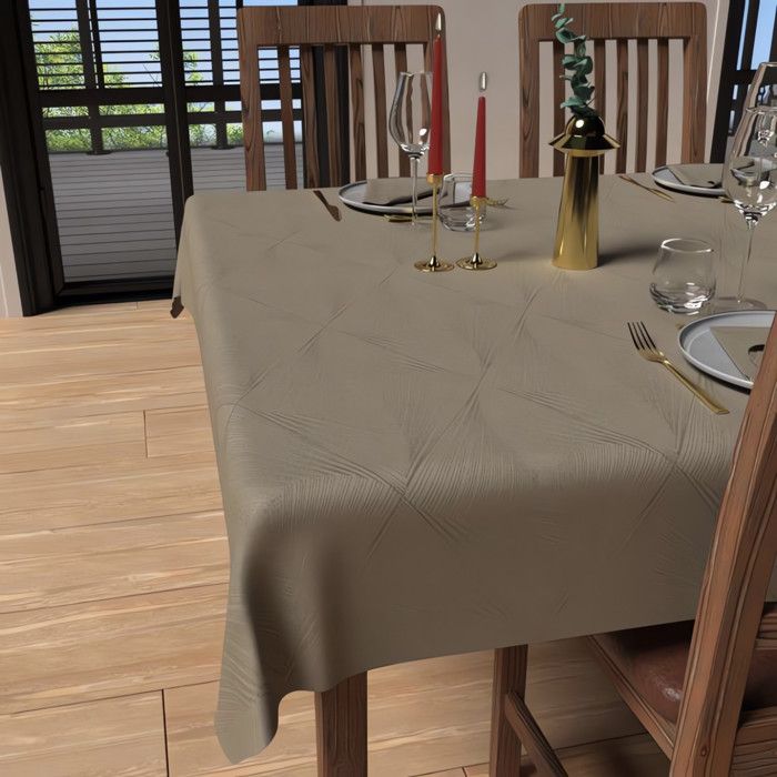 Rectangular Anti-stain Tablecloth 150x300 Cm LUXURY Champagne, by Soleil d'Ocre