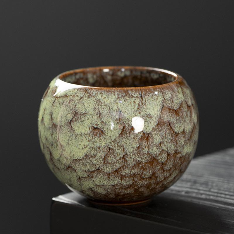 Kiln change teacup master cup ceramic master cup Tianmu glaze dragon egg kung fu tea cup with hand gift tea cup
