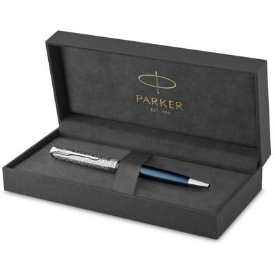 Шариковая ручка PARKER Sonnet Premium Metal Blue CT, средний кончик, подарочная коробка, оригинальный импортный продукт 2119649 и на масляной основе
