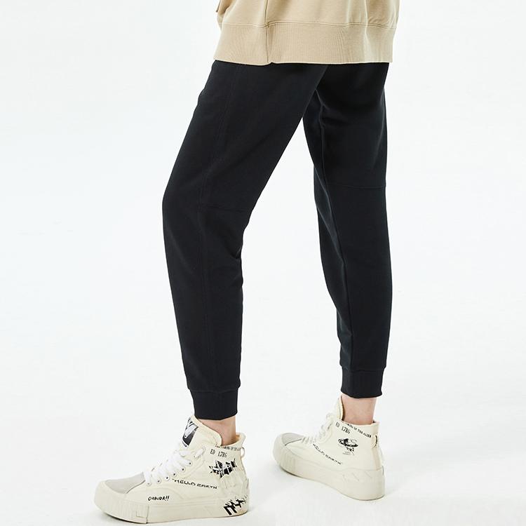 Женские повседневные спортивные брюки Li Ning Badfive Basketball Series с принтом в виде букв и манжетами, черные AKLQ492-1