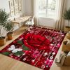 Floral Garden Theme Crystal Velvet Rug Personalized Custom Name Text Soft Floor Mat Home Decor