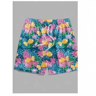 Men's Shorts 3D Hawaiian Plant Bath Swimsuit, Quick Dry Beach Hawaiian Men's Fashion Shorts