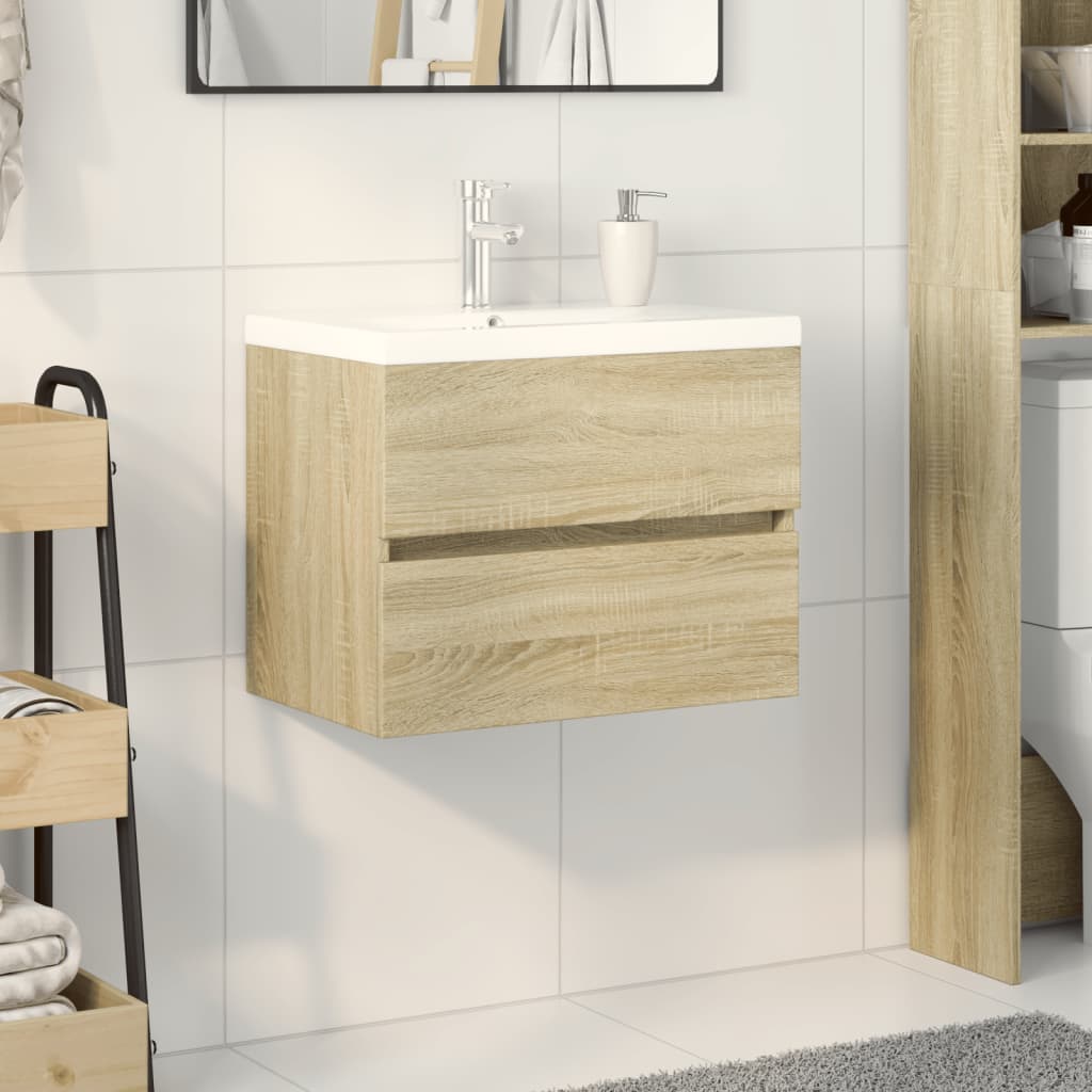 Vidaxl 2-Cz. Zestaw Łazienkowy, Ceramika I Materiał Drewnopochodny