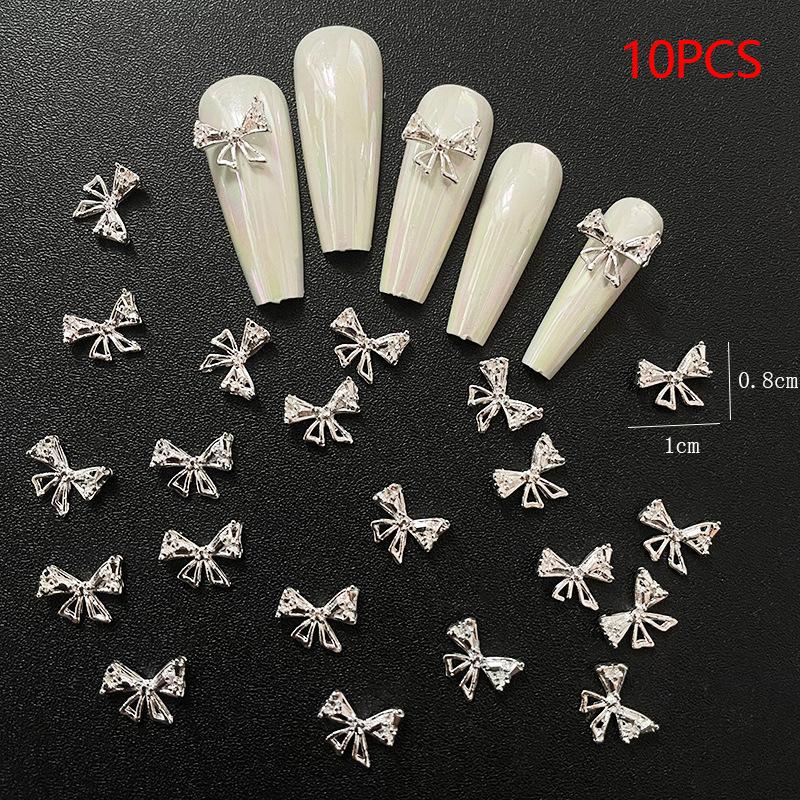 Золотые Серебряные Цветы Маникюрные Аксессуары Бант для Ногтей