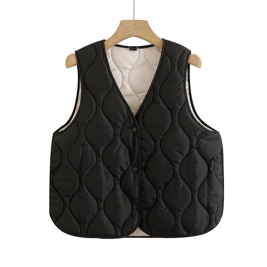 New Middle-aged and Old Mothers Wear Down Cotton Vests, Women's Autumn and Winter Velvet Thermal Vest, and Wear a Vest Jacket.
