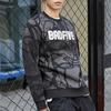 Li Ning Badfive Basketball Series Флисовый теплый пуловер с принтом букв, толстовка с круглым вырезом, мужская толстовка, черный камуфляж AWDQ783-1