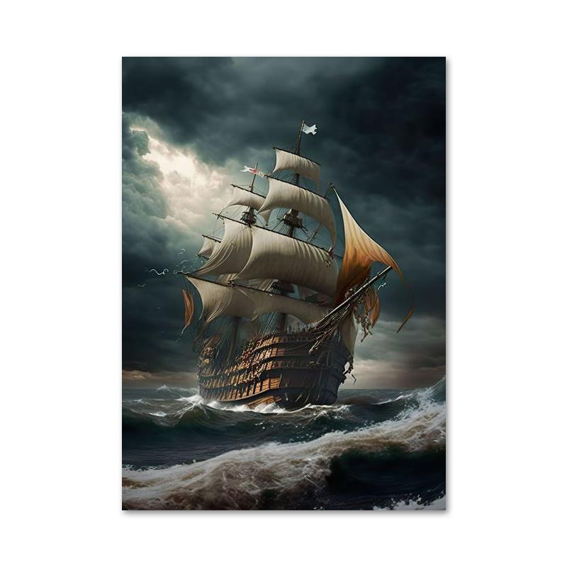 Абстрактный Набор Холстов Парусного Спорта в Океане - Яркое Морское Настенное Искусство для Гостиной