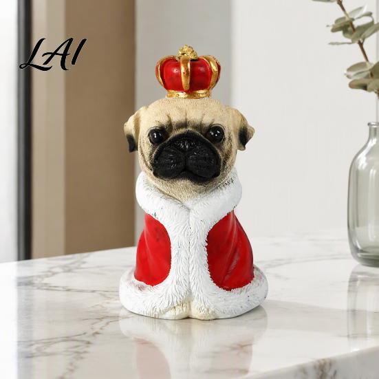 Small Money Box for Desk Cute Pug Dog Coin Bank Resin Pet Saving Box Creative Holder Home Tabletop Piggy Birthday Christmas Gifts Kids Boys