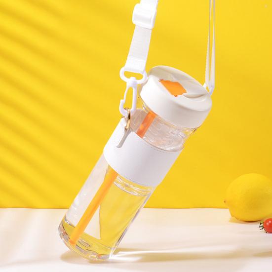 Water Bottle with Straw Food Grade Shatter-Proof Leak Resistant Wide Mouth Water Tumbler Fruit Infuser Water Bottle
