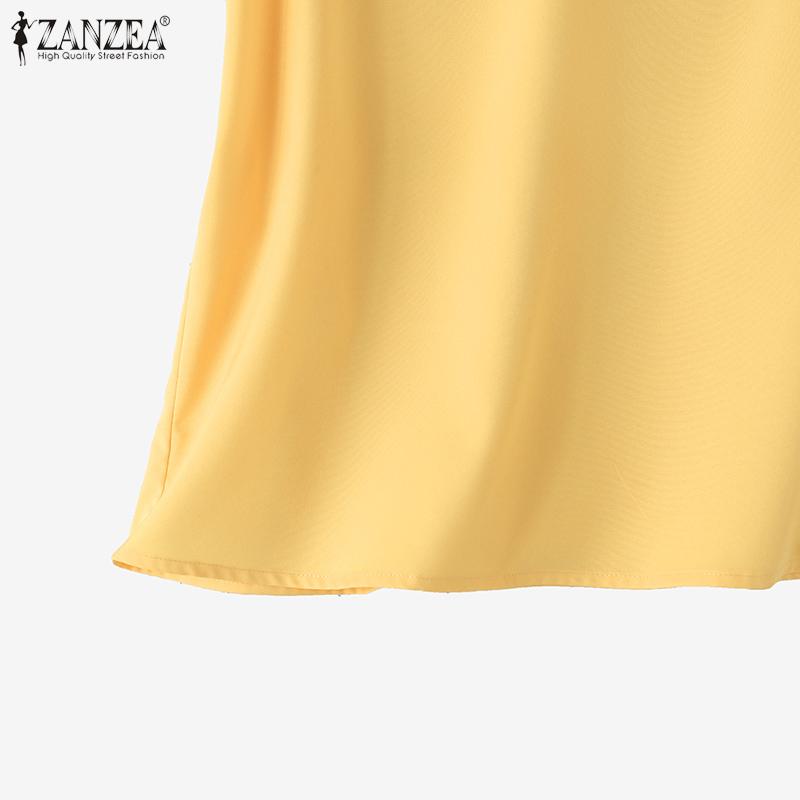 ZANZEA Женская повседневная летняя блузка с v-образным вырезом и оборками с короткими рукавами