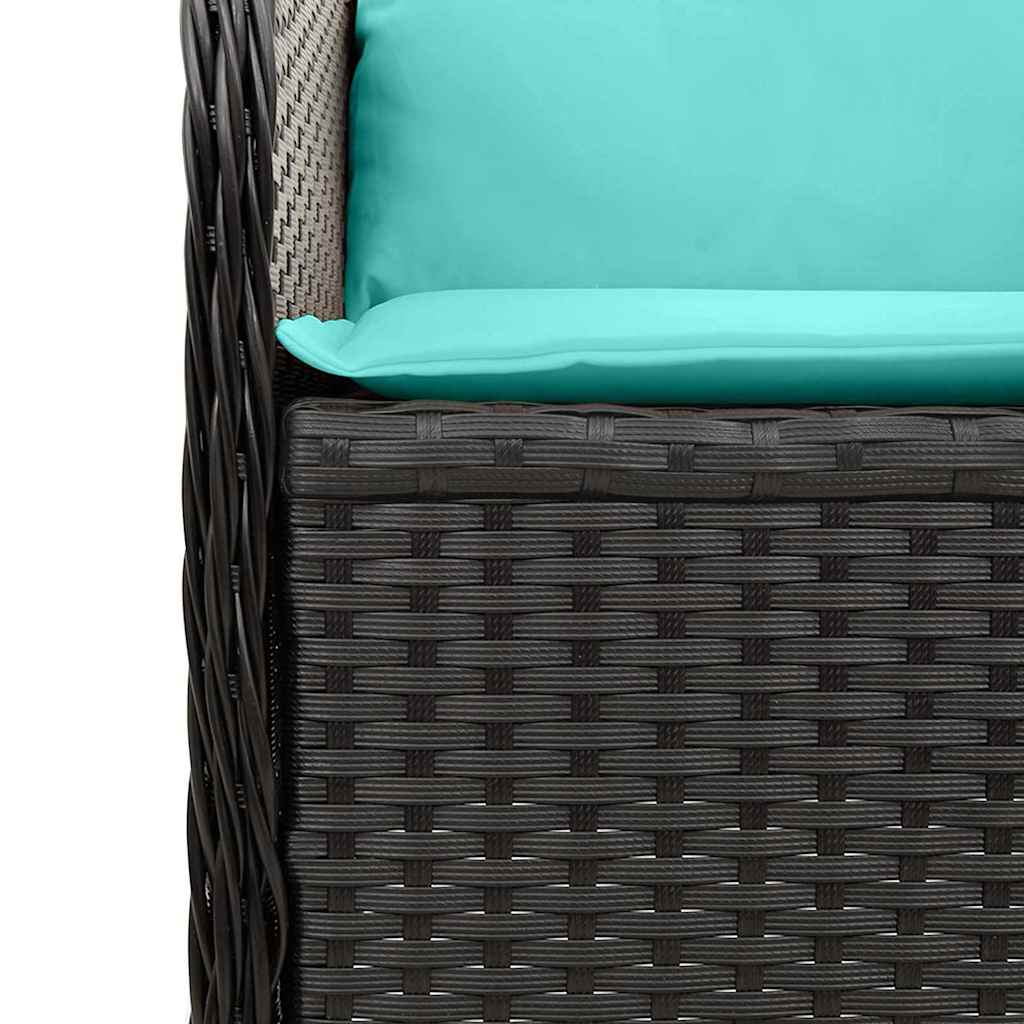 Garden Bench Black Poly Rattan