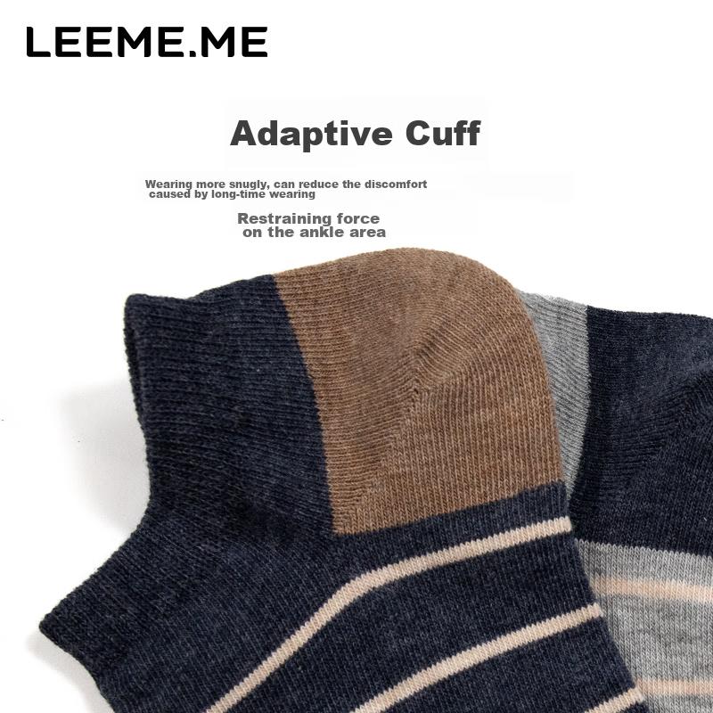 Limi [Antibacterial] Men's Socks, Spring And Summer Striped Short Socks, Breathable Casual Boat Socks for Men, 4 Colors One Size Fits All